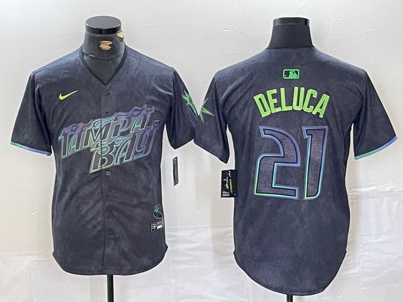 Men Tampa Bay Rays #21 Deluca Black City Edition Nike 2024 MLB Jersey style 1